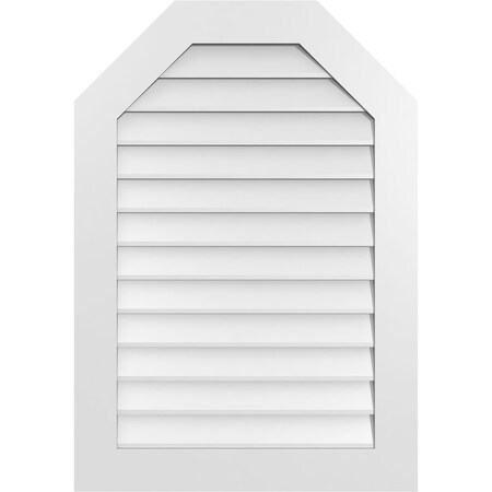 Ekena Millwork Octagonal Top Surface Mount PVC Gable Vent w/ 3-1/2"W x 1"P Standard Frame, 28"W x 40"H GVPOT28X4001SN